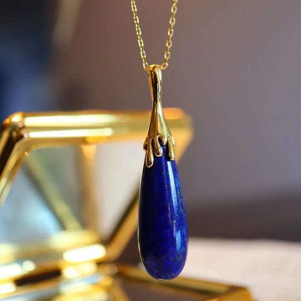 Classic design lapis lazuli pendant new in water drop ladies necklace