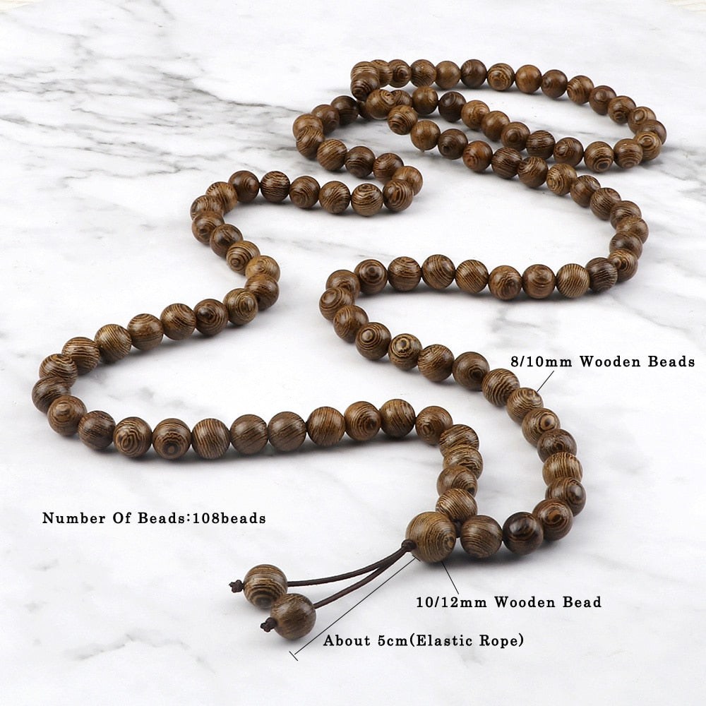 8mm 10mm Natural Wooden 108 Mala Beads Prayer Bracelet For Men