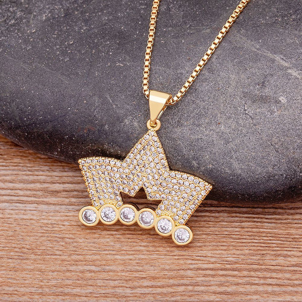 Top Selling New Crown Design Pendant Female Zircon Necklace Trendy Clavicle Chain Choker