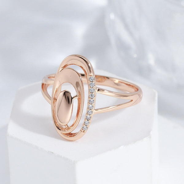 Elegant Glossy Hollow Whirl 585 Gold Color Zircon Rings for Women