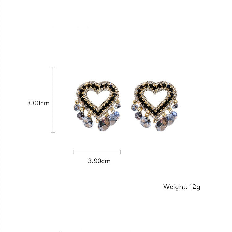 Hollow Heart Zircon Crystal Drop Earrings Ladys Rhinestone Dangle Earrings for Women