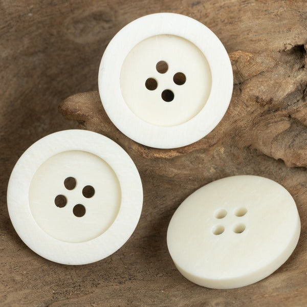 6pcs Frame White Bone Buttons Natural Material Heavy Classic White Buttons