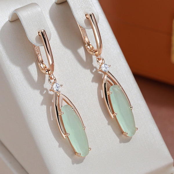 Unique Geometric Mist Green Zircon Dangle Earrings Jewelry for Women