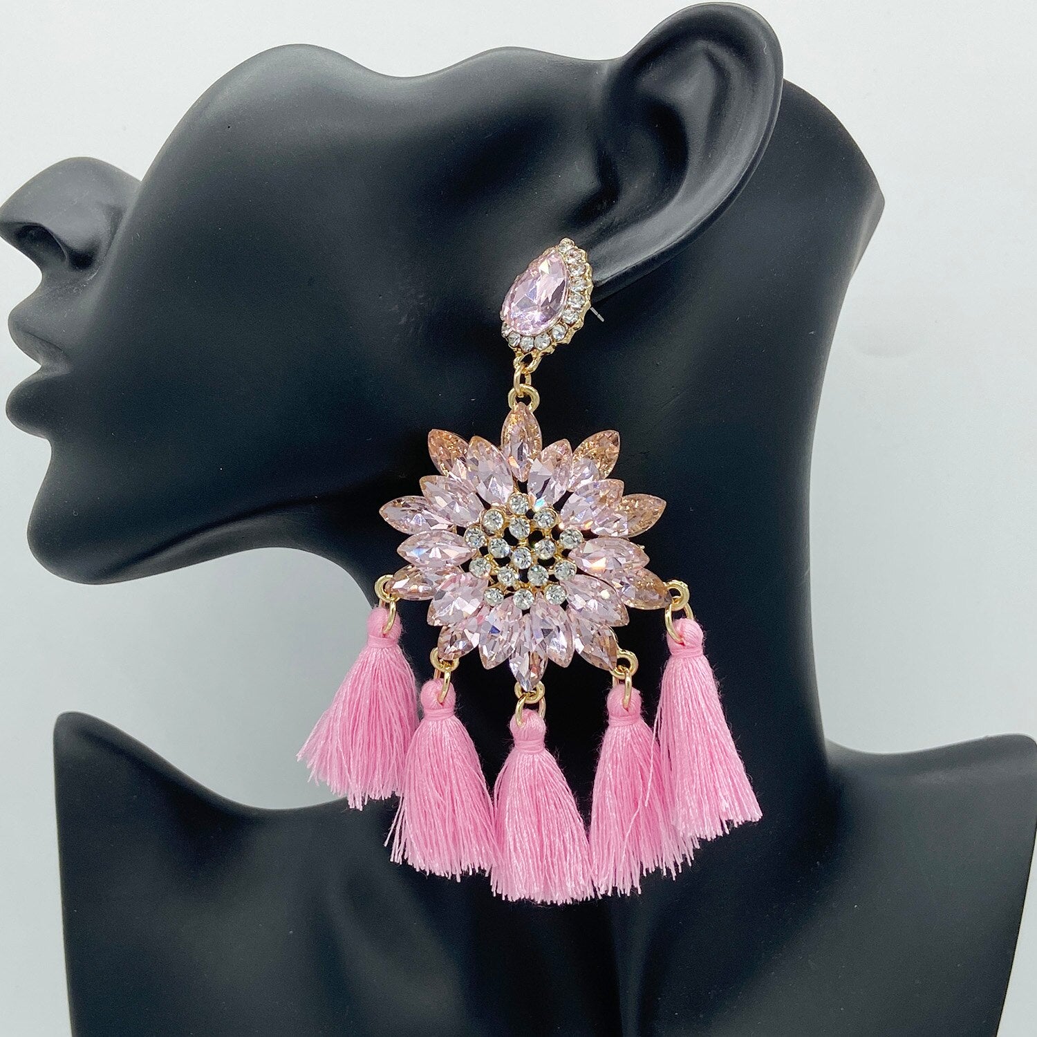 High Quality Crystal Tassel Earrings For Women Boho Oorbellen Trend Ladies Drop Earrings