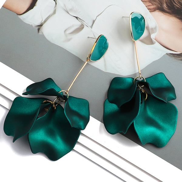 Romantic Sweet Acrylic Petal Long Dangle Drop Earrings For Women