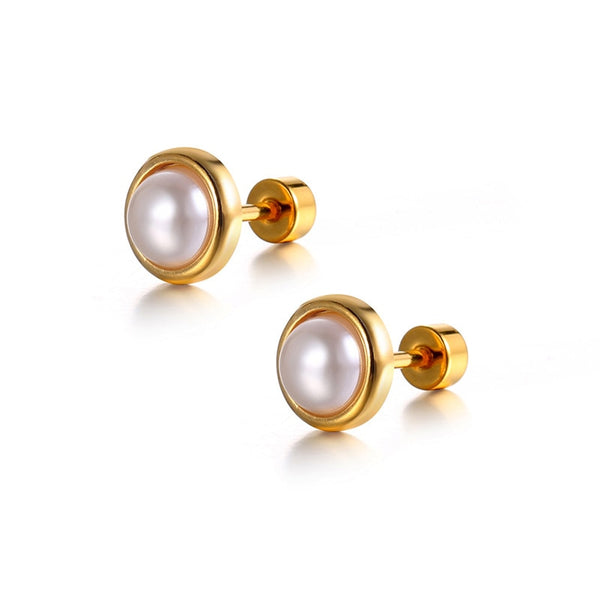 Imitation Pearls Screw-Back Stud Earrings