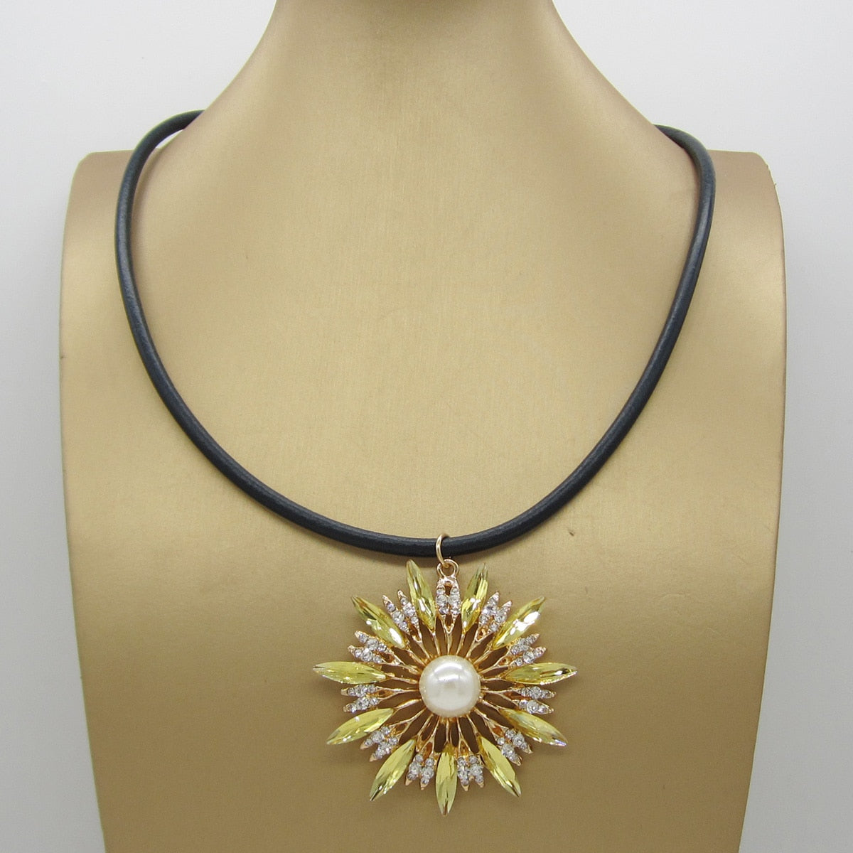 Collier Sunflower Colorful Pendant Necklace High Quality Crystal Necklace for Women