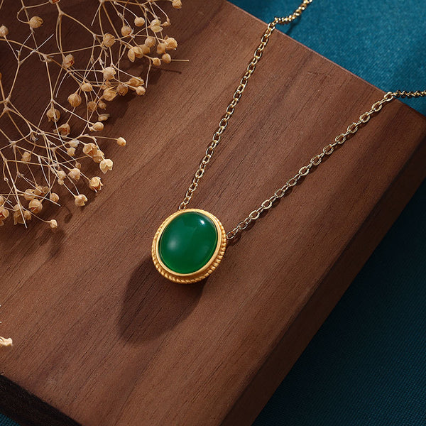 New in vintage natural Hotan Jade round necklace pendant