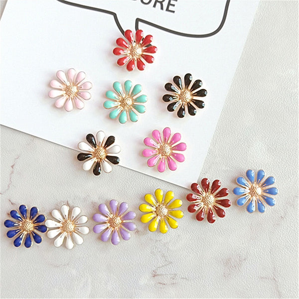 10pcs/lot 18MM 9Colors Chic Artificial Metal Button For Dress Craft Daisy Flower Decorative Buttons