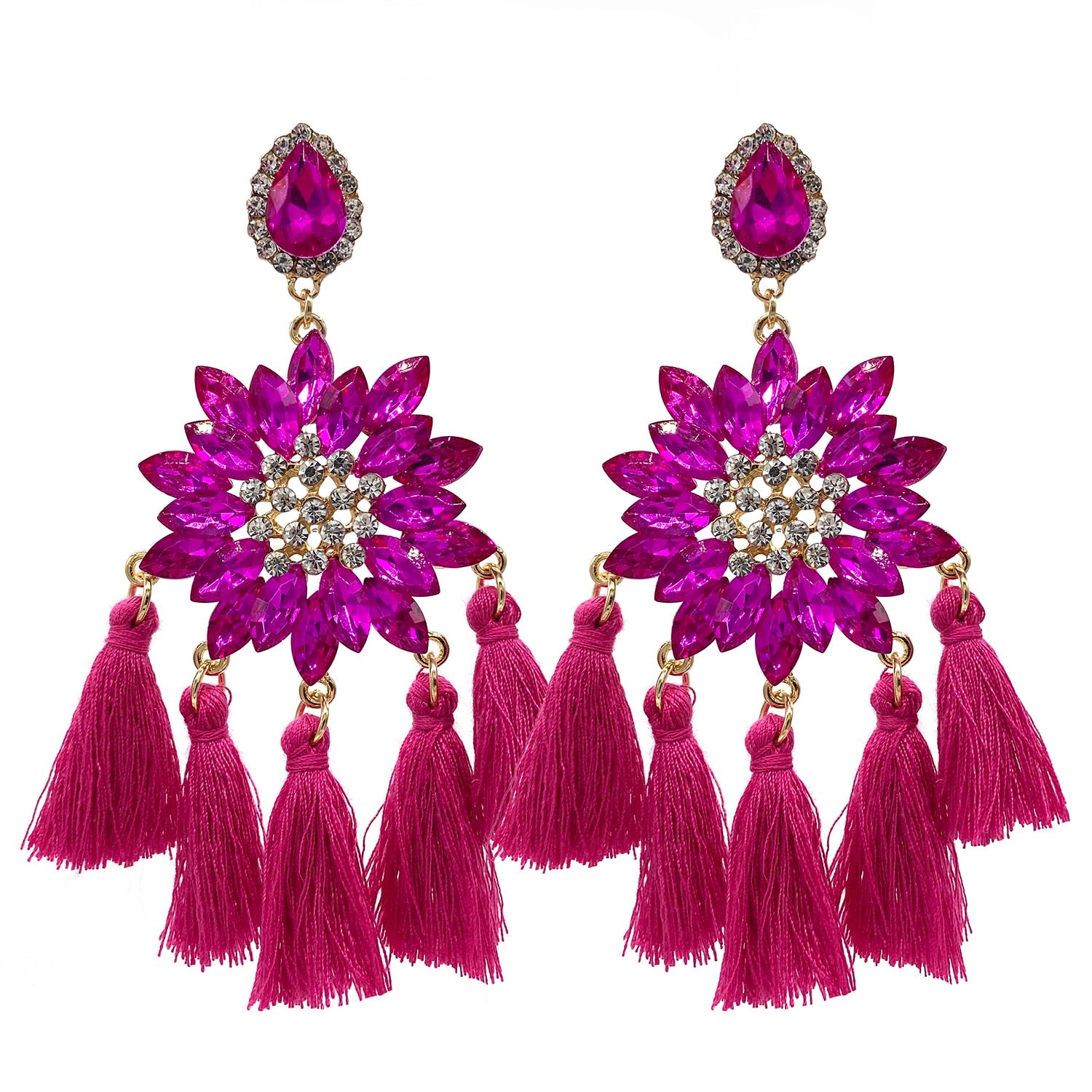 High Quality Crystal Tassel Earrings For Women Boho Oorbellen Trend Ladies Drop Earrings