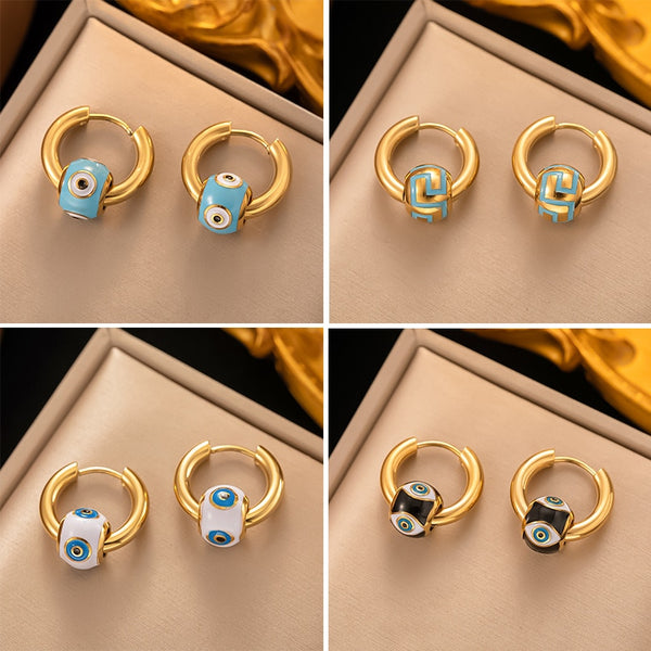 Gold Plated Senior Design Temperament Geometric Round Hoop Earrings For Women