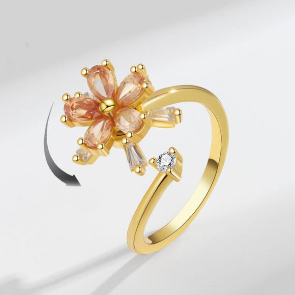 Original new style rotatable pale pink flower engagement ring