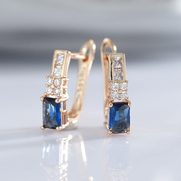 Vintage Geometric Blue Zircon Women's Drop Earrings