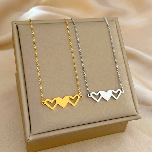 Titanium Steel Simple Heart Pendant Necklace For Female Lover New Clavicle Chain