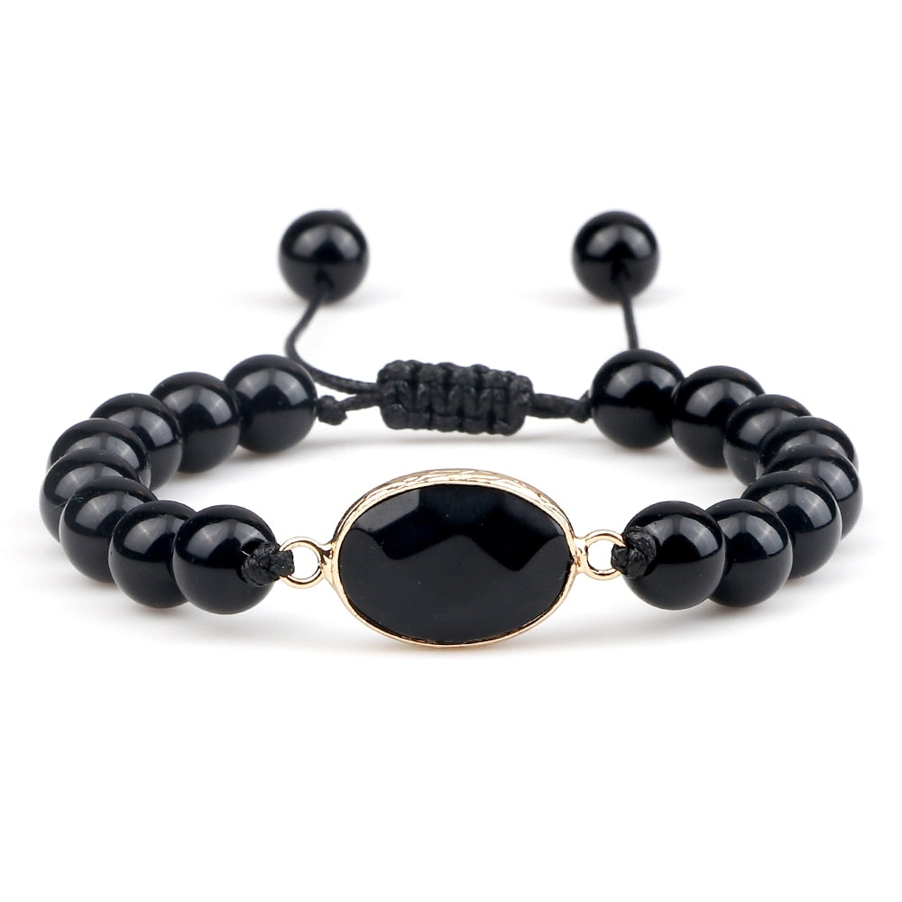 Natural Black Obsidian Stone Bracelets Bangles Men