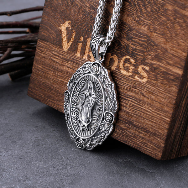 Vintage Saint Mary Necklace Men Women Believe In Christian Fashion Charm Pendant