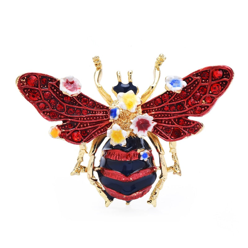 Big Enamel Bee Brooches For Women Men 3-color Flower Insects Party Causal Brooch