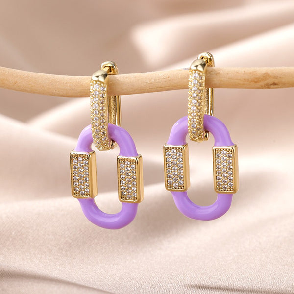 Luxury Cubic Zirconia Pave Oval Hoop Earrings For Women