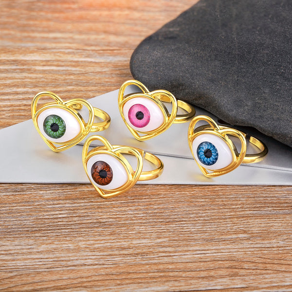 4 Colors Lucky Evil Eye Finger Ring Open Adjustable Jewelry