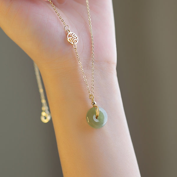 Stainless steel collarbone chain Hetian Jade necklace