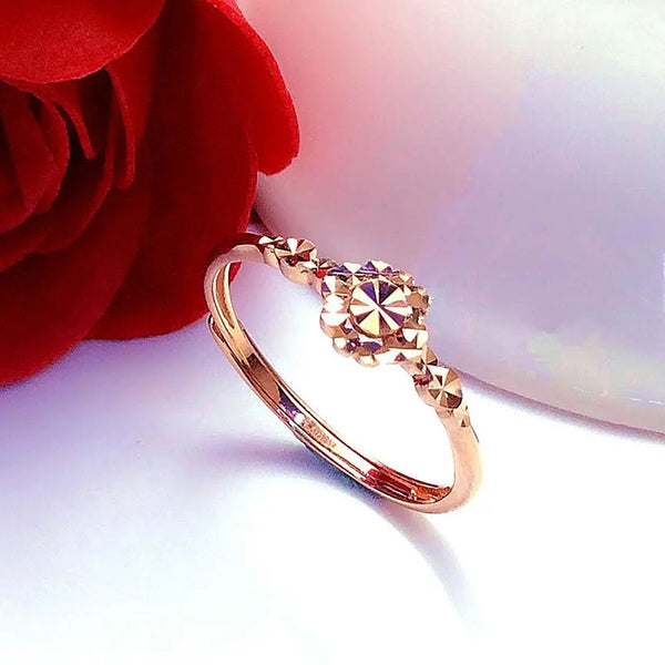 585 Purple Gold Plated 14K Rose Gold Exquisite Small Flower Rings For Women