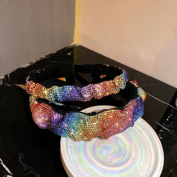 Vintage Rainbow Colorful Rhinestone Hairbands for Women