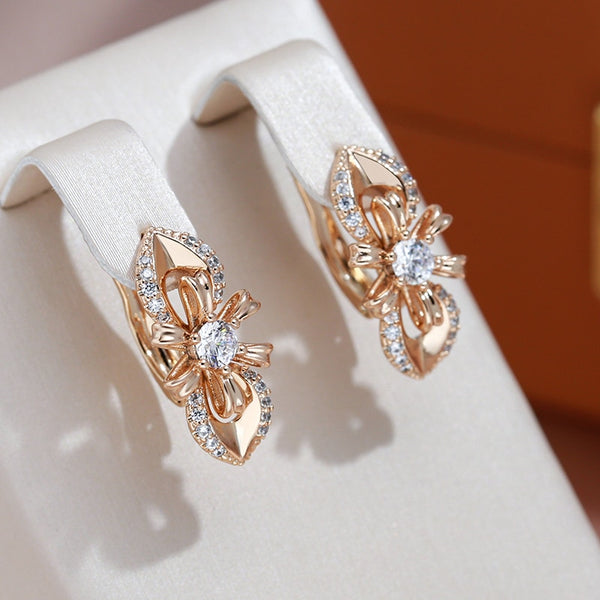 Elegant Flower Design Full Zircon Earrings For Women