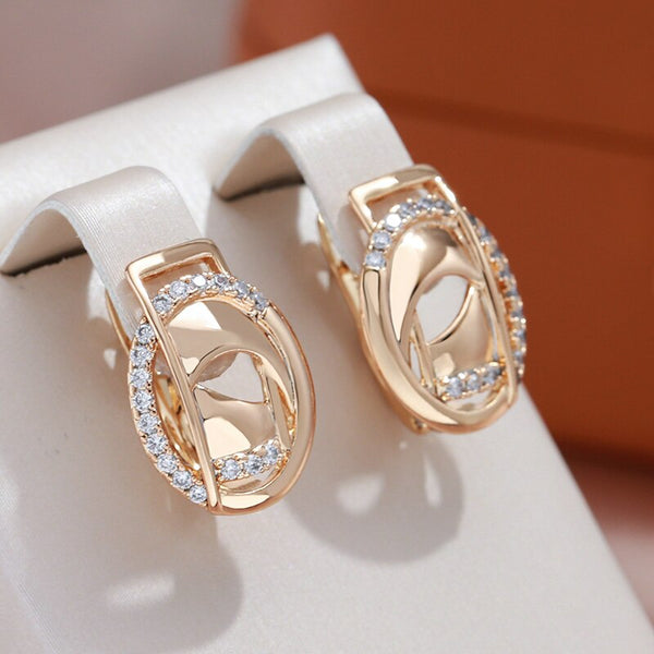 Oval Geometric Full Zircon Piercing English Earrings For Women