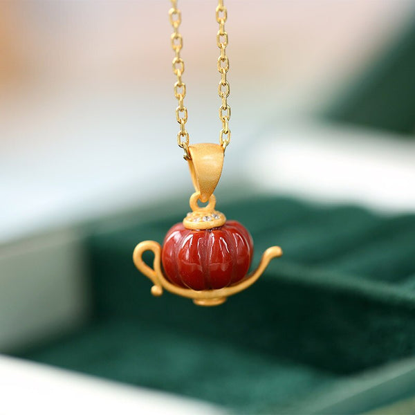 Southern red tourmaline teapot necklace exquisite fashion Aladdin lamp pendant