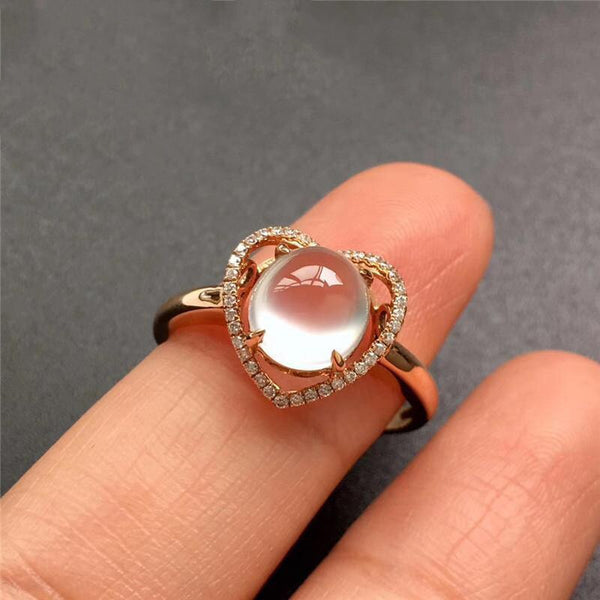 Original designer crafts love hollow creative natural chalcedony opening adjustable ring