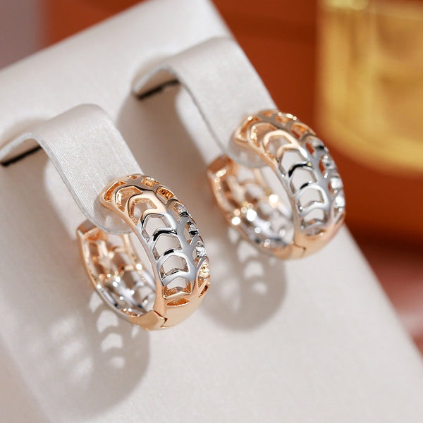 Full Hollow Texture Gold Silver Color Hoop Earrings for Women