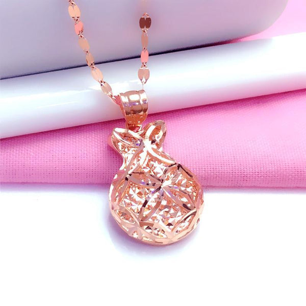 585 Purple Gold Plated 14K Rose Gold Geometric Shiny Chains Pendant neckalce