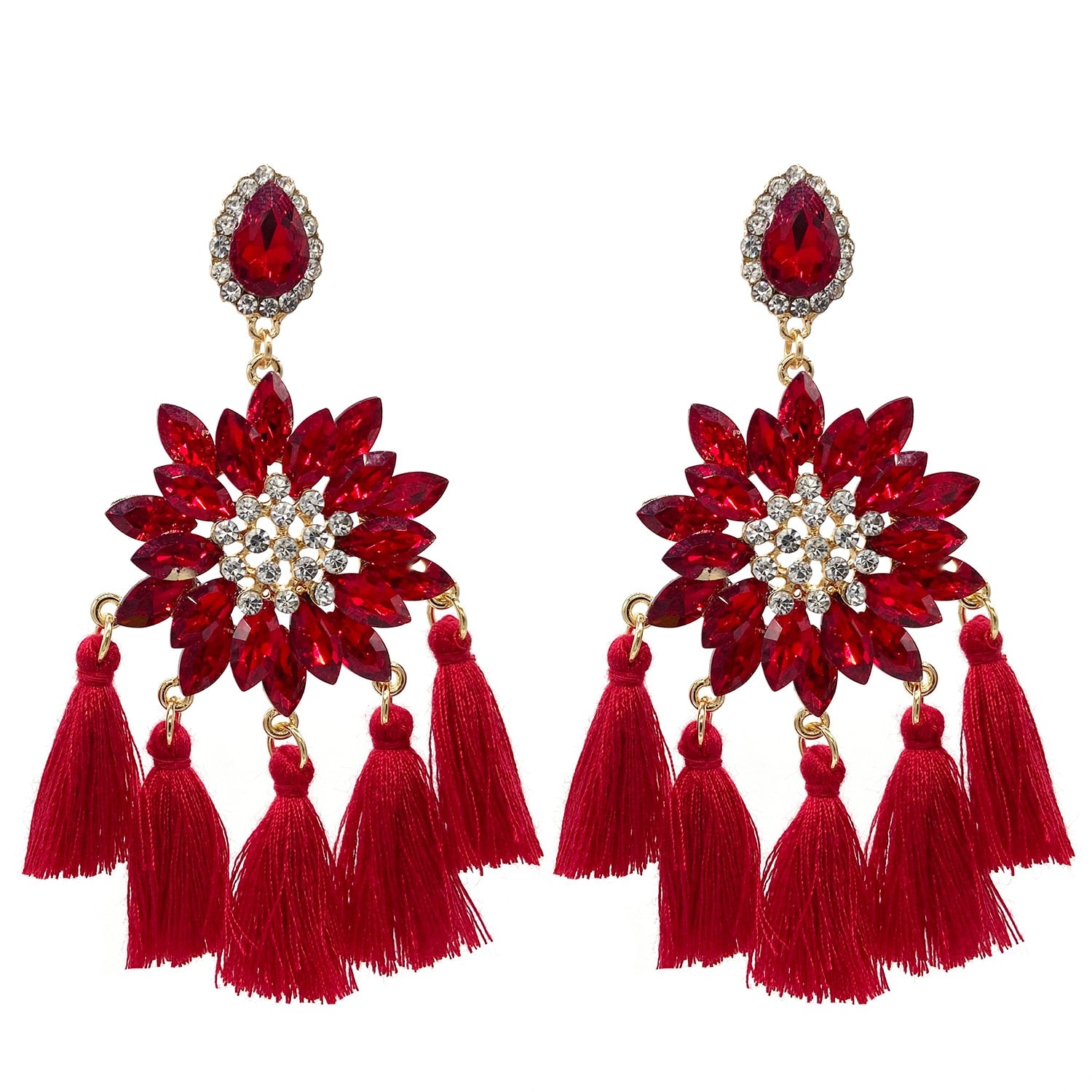 High Quality Crystal Tassel Earrings For Women Boho Oorbellen Trend Ladies Drop Earrings