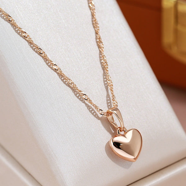 Minimalist Style 585 Gold Color Heart Pendant Necklace Trendy Women