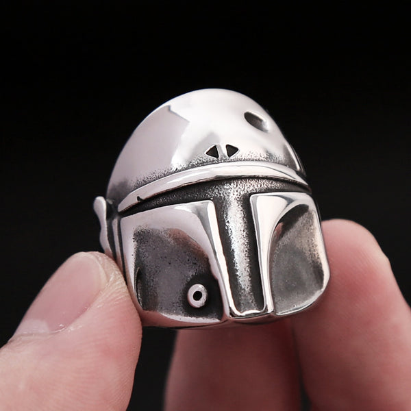 Vintage Punk Stainless Steel Mask Skull Soldier Ring For Men