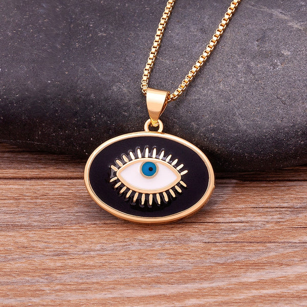 Korean Fashion Trendy Evil Eye Pendant Necklace Women Men