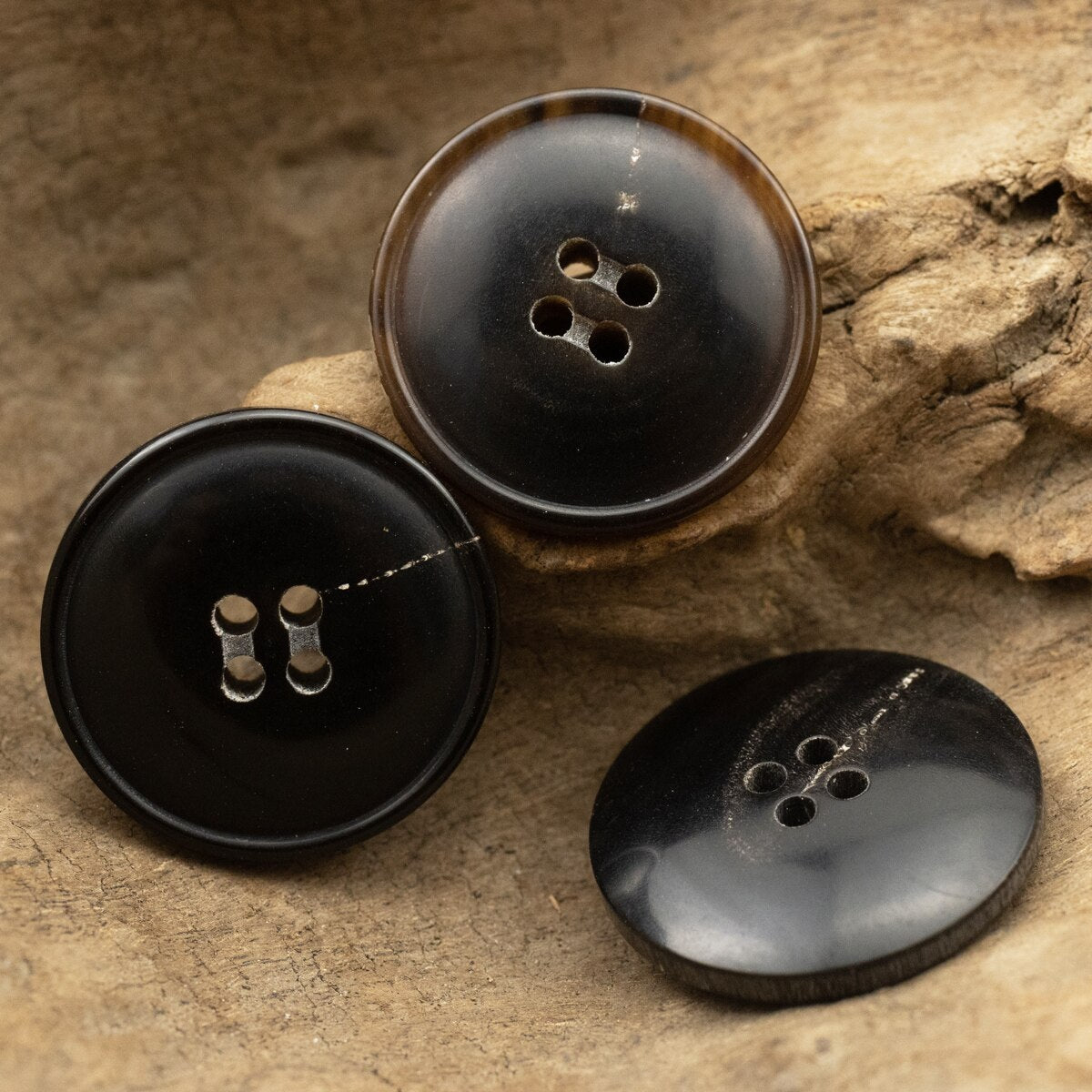 Domed Black and Brown Real Horn Buttons