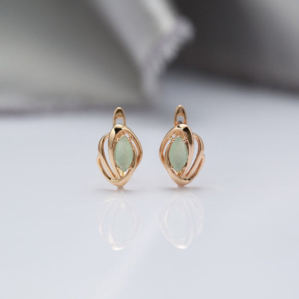 New Marquis Eye Fog Green Zircon Earrings for Women