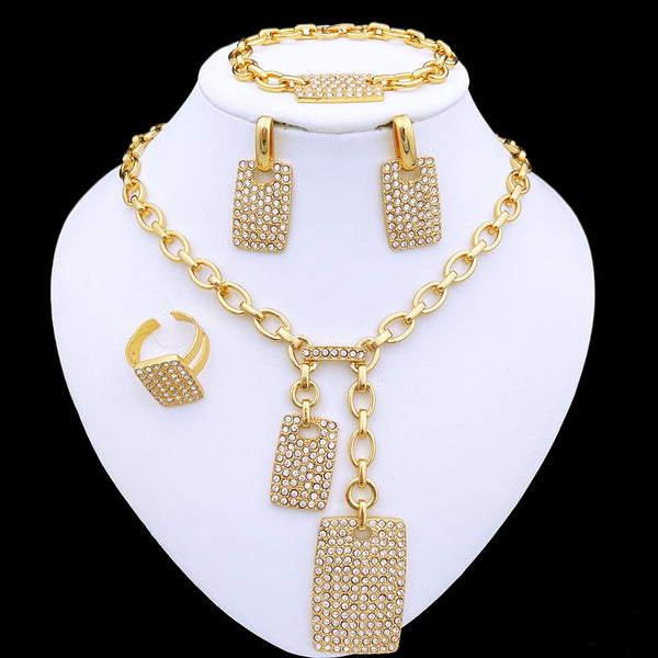 Gold Color Jewelry Sets For Women Necklace And Earrings Set