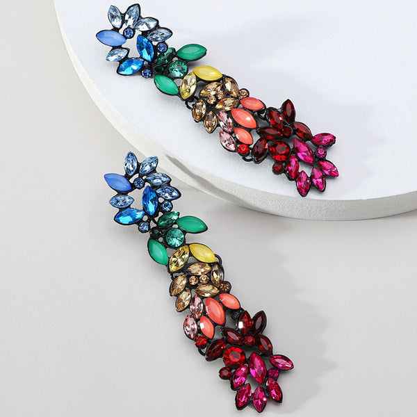 Bohemian Fashion Colorful Crystal Long Dangle Earrings For Women