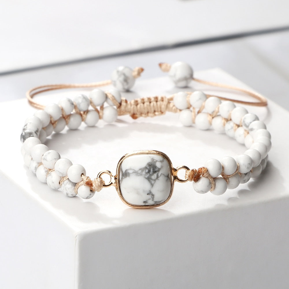 4mm Mini Natural White Howlite Stone Bracelets For Women Men