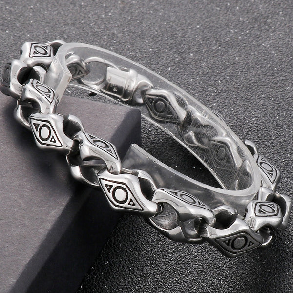 Pulsera de acero inoxidable 316L fundido para hombre, brazalete de metal vintage, cadena retro de 10 mm, pulseras para hombre