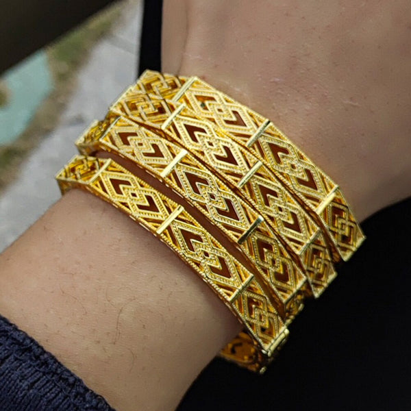 24k 4pcs/Lot Gold Plated Bracelets Bangles Holiday Gifts Party Wedding Jewelry For Women