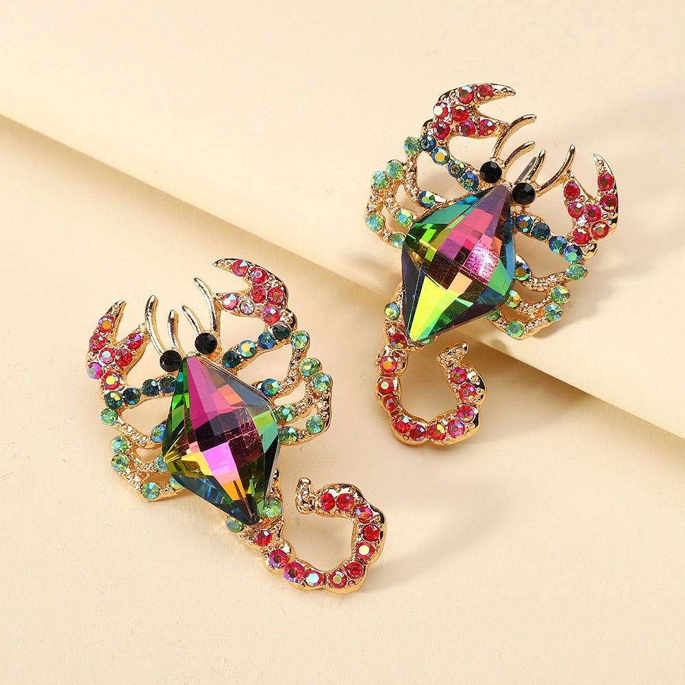 Multicolor Animal Scorpion Geometric Glass Stud Earrings