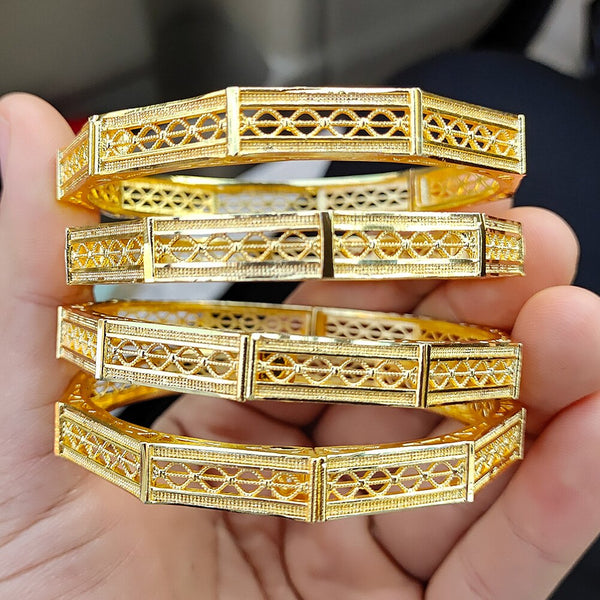 24k 4pcs/Lot Gold Plated Bracelets Bangles Holiday Gifts Party Wedding Jewelry For Women