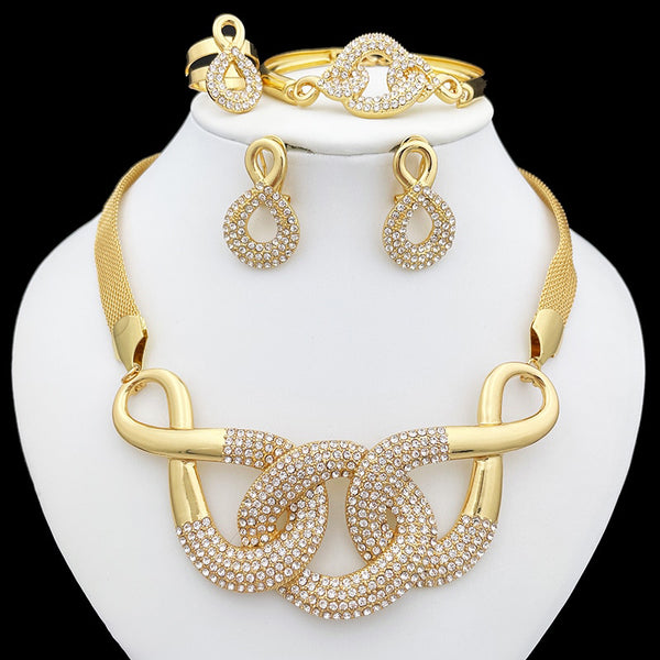 Fashion Jewelry Set Gold Color Necklace Earrings Sets For Women