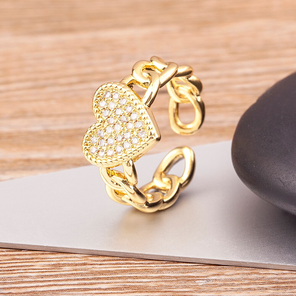 Simple Heart Shape Female Cute Finger Open Adjustable Rings