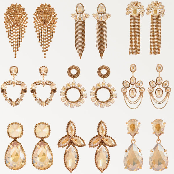 Modern Vintage Champagne Series Big Dangle Drop Earrings For Women