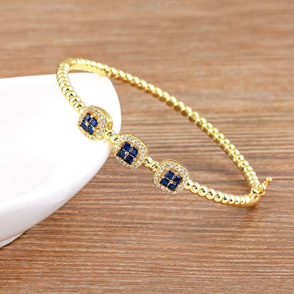 Classic Design New Inlaid Crystal Zircon 4 Colors Gold Plated Bangles Bracelets for Women