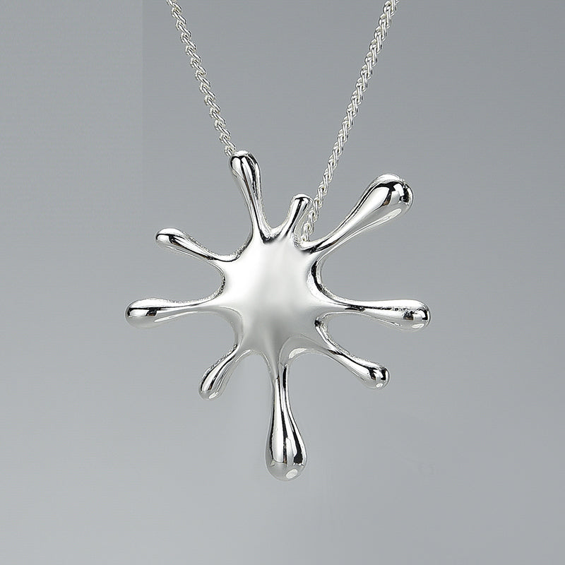 925 Sterling Silver  Splashing Metal Pendant without Necklace